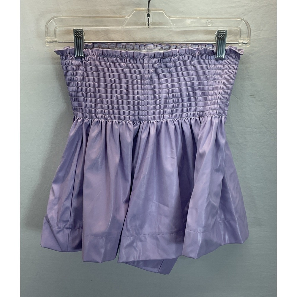 Queen of Sparkles Swing Shorts Purple Faux Leather Women Size S Smocked H Waist